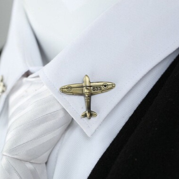 Mens Retro Aircraft Brooch Pin For Shirt Collar Jacket and Sweater Brooches - Picture 7 of 7